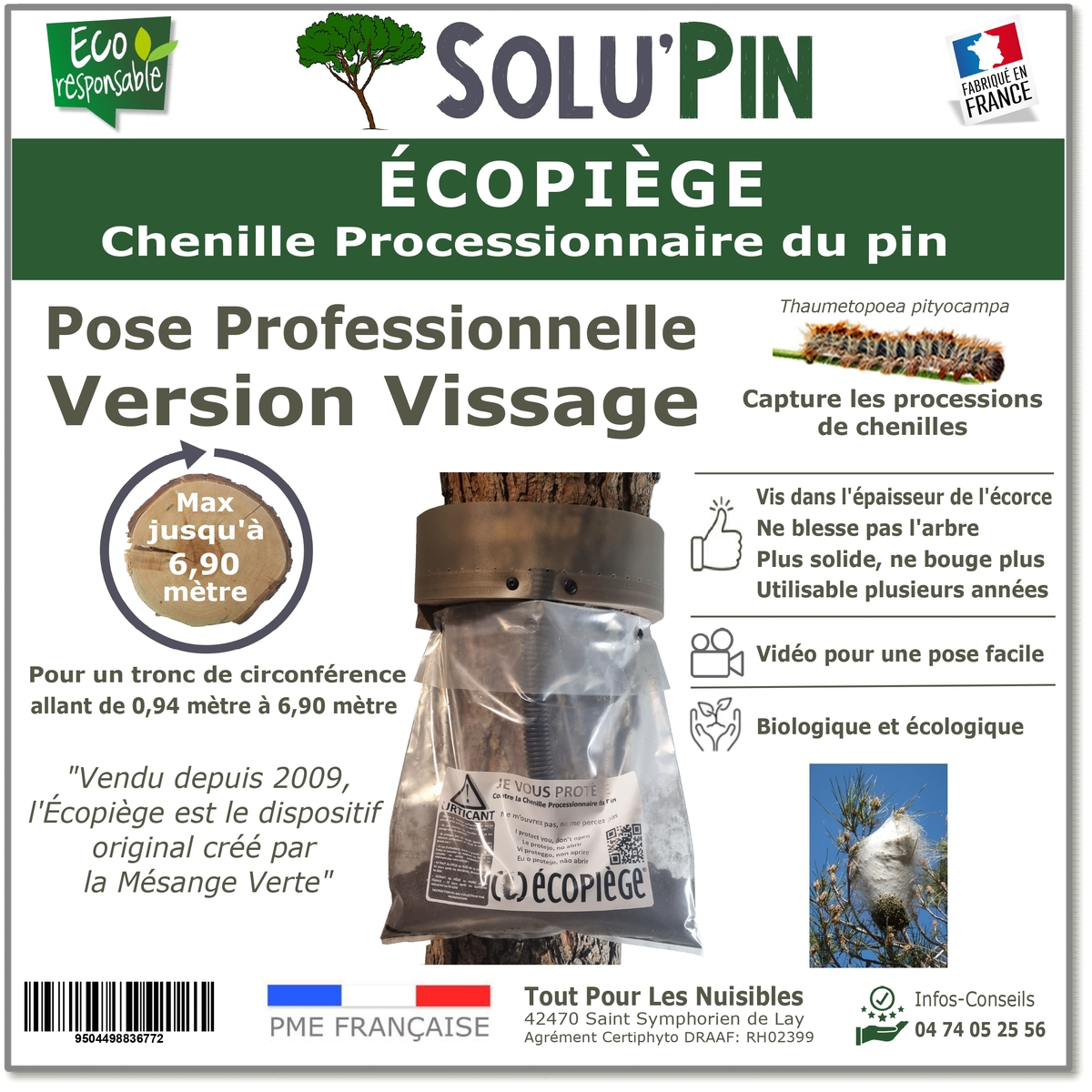 Écopiège SOLUPIN Version Transparente Vissage